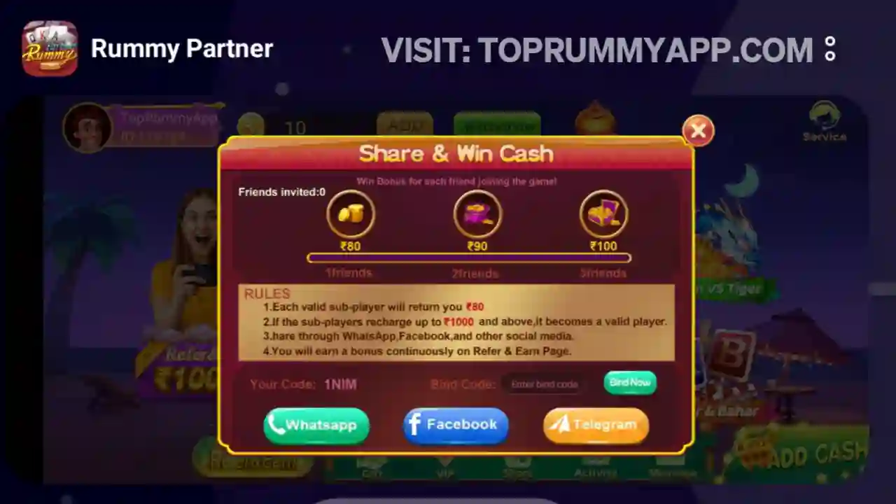 Rummy Partner App Share Bonus Top Rummy App