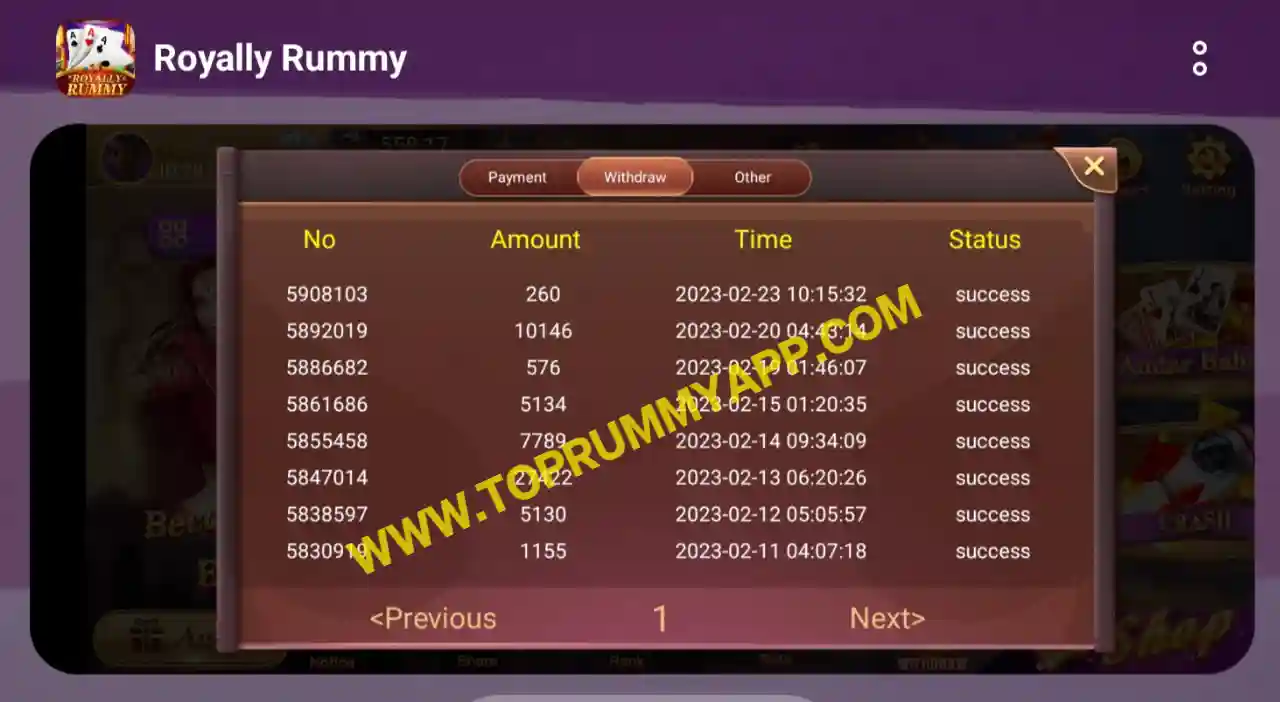 Royally Rummy Payment Proof Top 20 Rummy App List